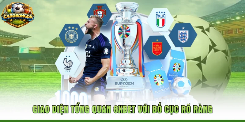 Giao diện tổng quan 8XBet với bố cục rõ ràng